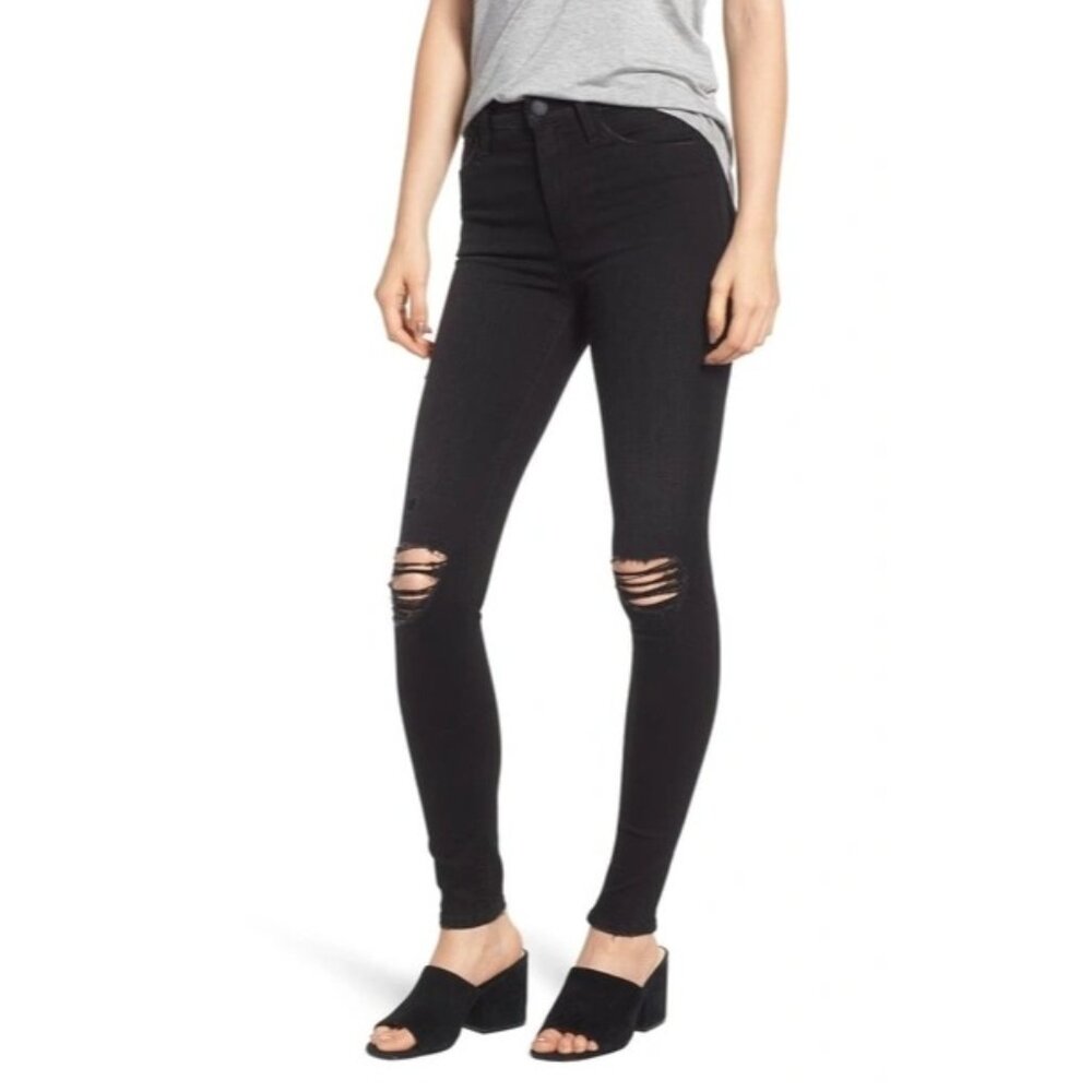 Hudson Jeans 29 Barbara High Waist Ripped Washed Black Skinny Westbound‎
